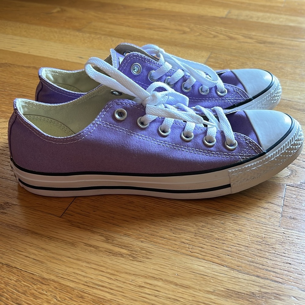 Converse All Star Shoes, Purple and white, Women’s size 9 Men’s size 7